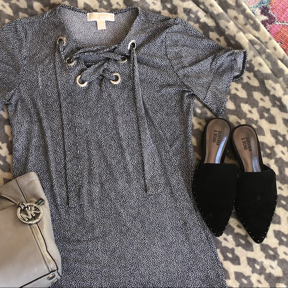 Michael Kors Lace-Up Spotted Shift Dress